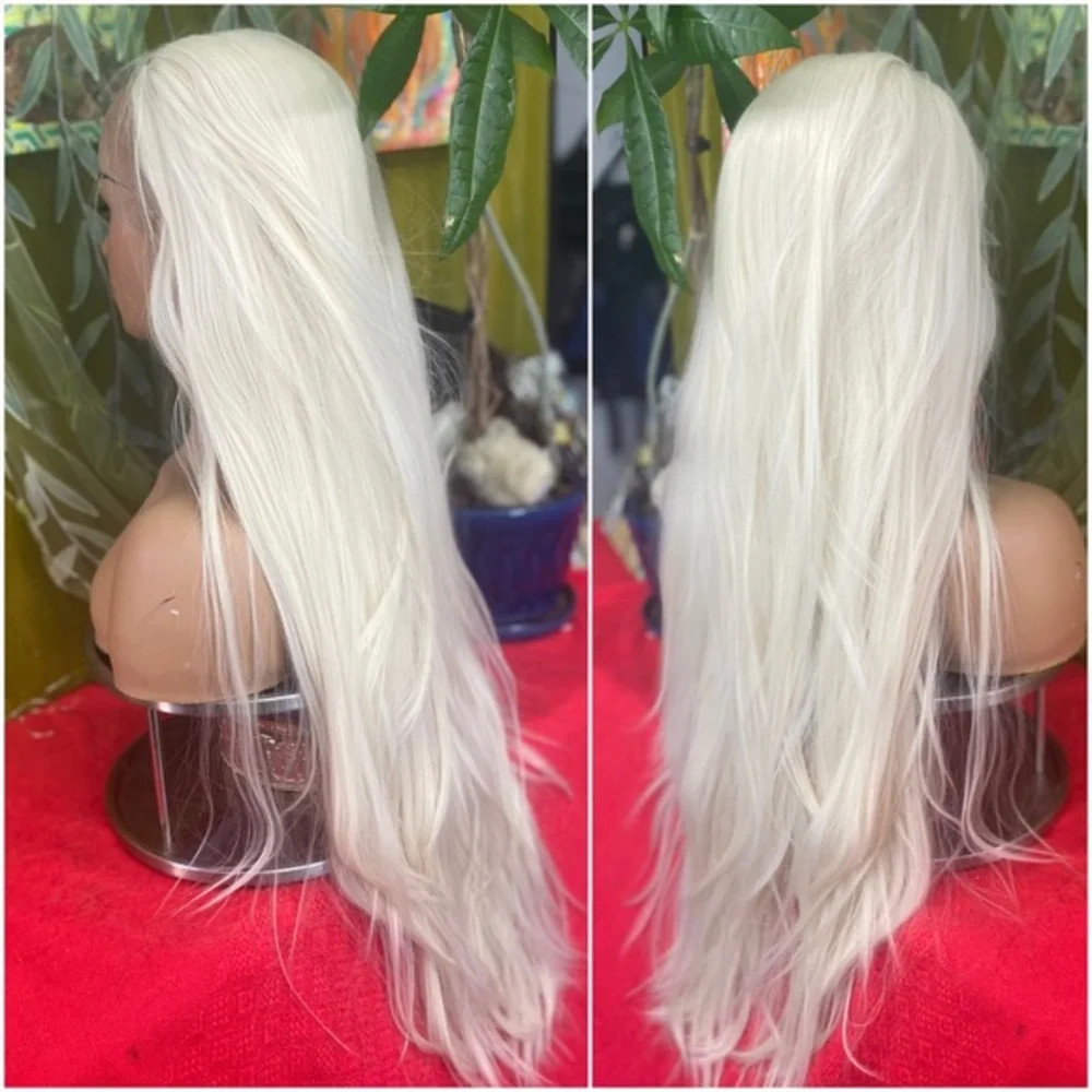 White blonde platinum lace front wig